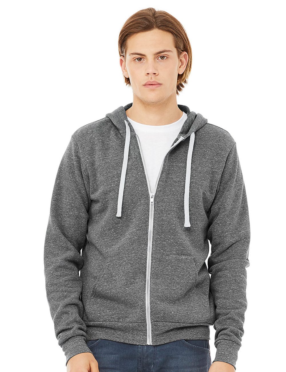 BELLA+CANVAS Bluza Unisex Triblend Full Zip Hoodie 2 CANVAS Bluza Unisex Triblend Full Zip Hoodie