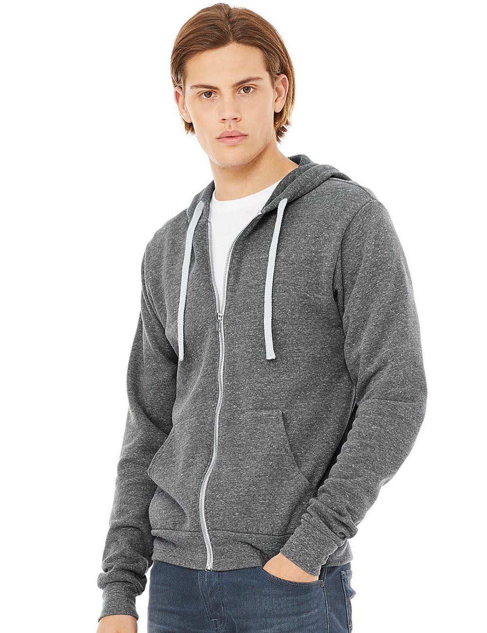 BELLA+CANVAS Bluza Unisex Triblend Full Zip Hoodie 3 CANVAS Bluza Unisex Triblend Full Zip Hoodie