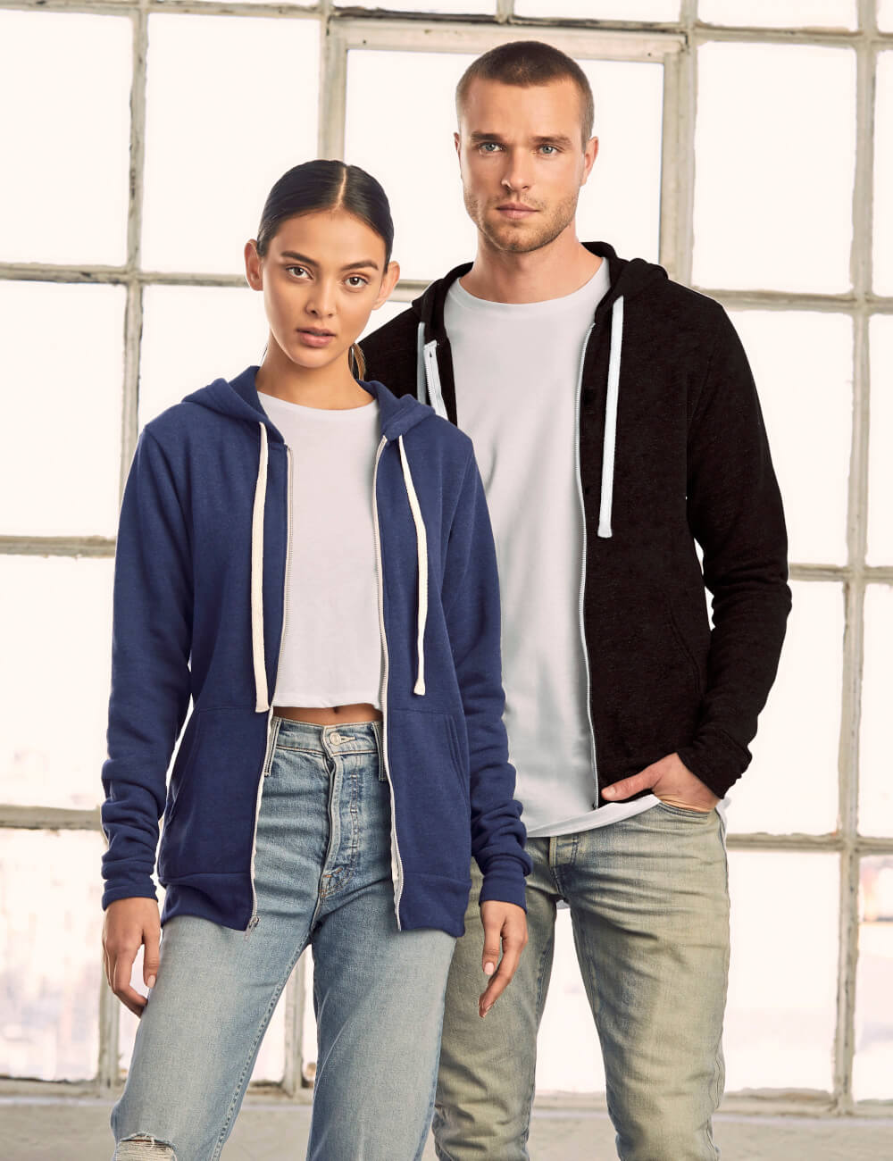 BELLA+CANVAS Bluza Unisex Triblend Full Zip Hoodie 1 CANVAS Bluza Unisex Triblend Full Zip Hoodie